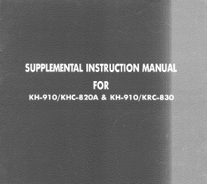 Brother KH910 Supplemental Instruction Manual for KHC820A and KRC830 Color Changers